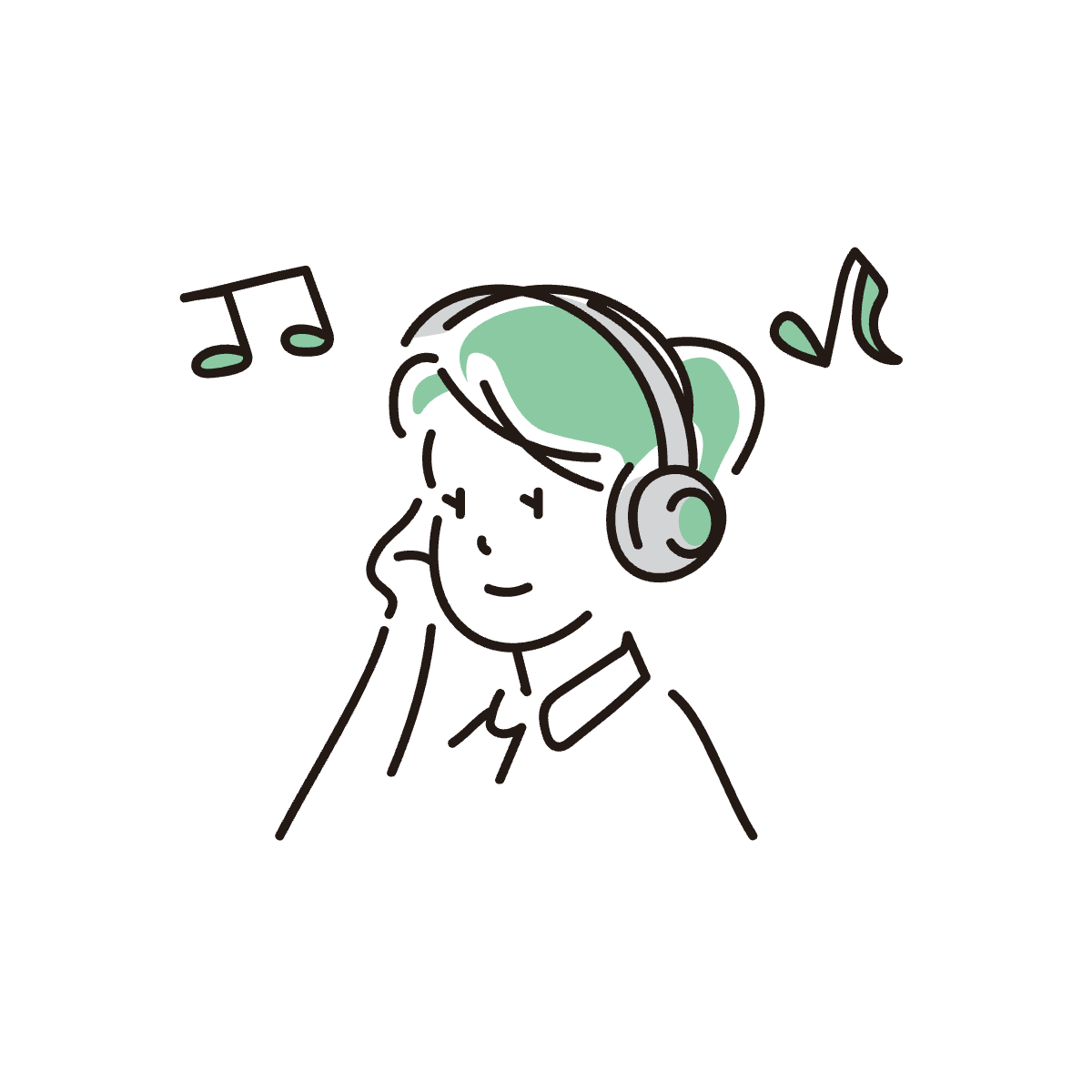 音楽を聴いている女性のアイコン